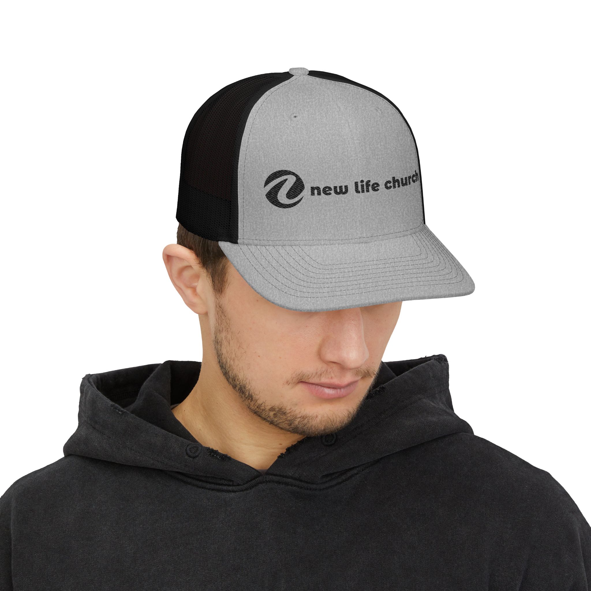 Official New Life Church Embroidered Snapback Trucker Cap (Black Logo) | Richardson® 112 - Image 3